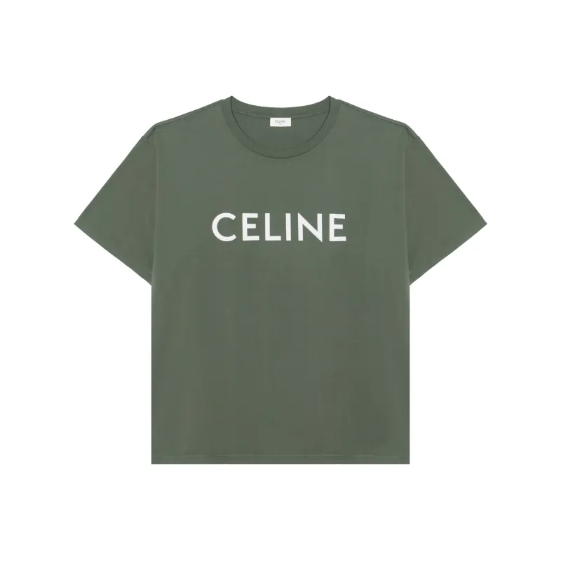 CELINE T Shirt Men's Cream Green-1