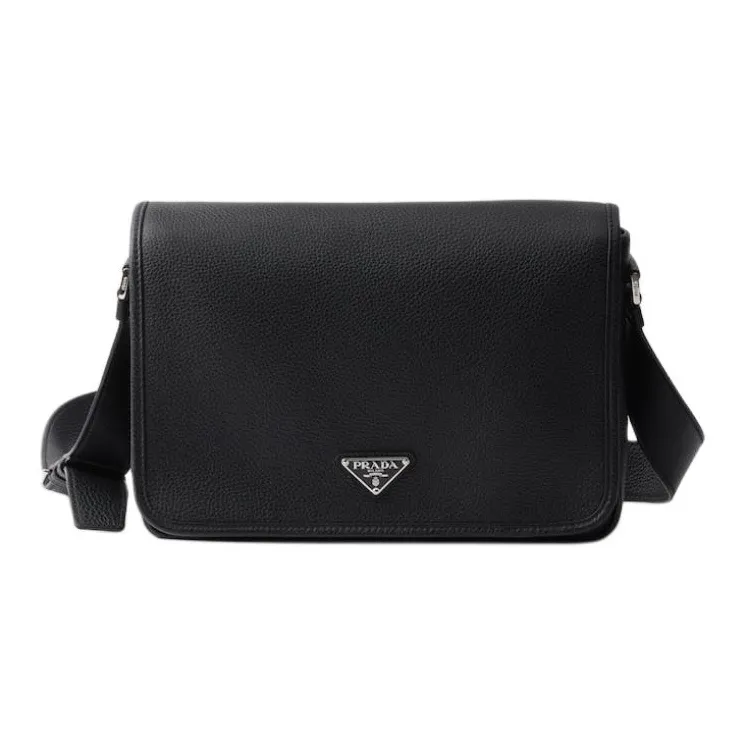PRADA Calfskin Shoulder Bag Men's Black-0