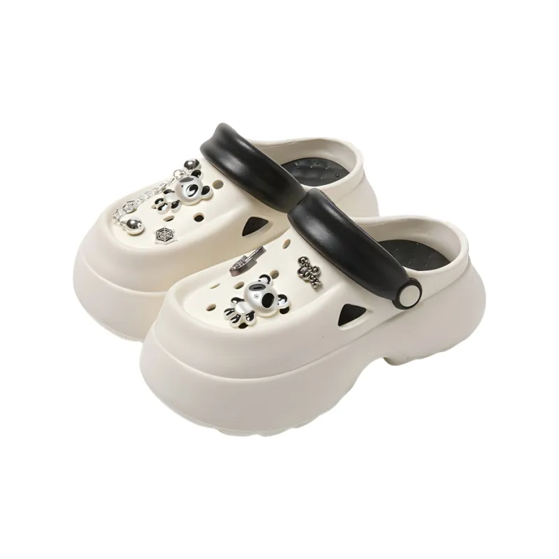 Imono Slide Sandals Outerwear, Comfortable And Breathable, Versatile Fashion White, Black-0