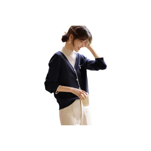XWI Knitwear Women's Navy Blue & Ecru