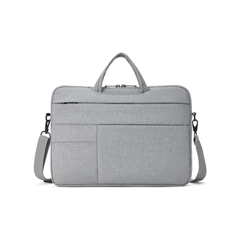 BOSTANTEN Fabric Briefcase Men's Light Gray/Lake Blue-4