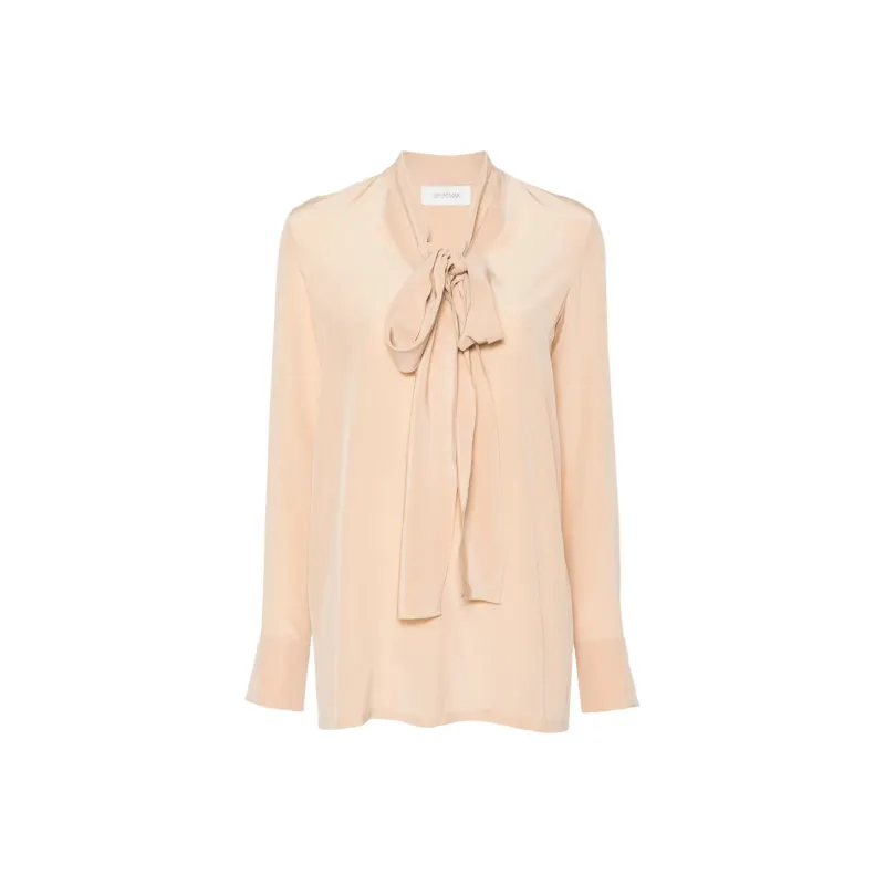 SportMax Pussy Bow Long Sleeved Top-0