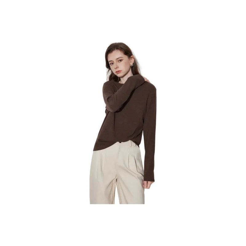 Initial Language Minimalist Style Crew Neck Base Layer Top Women's-14