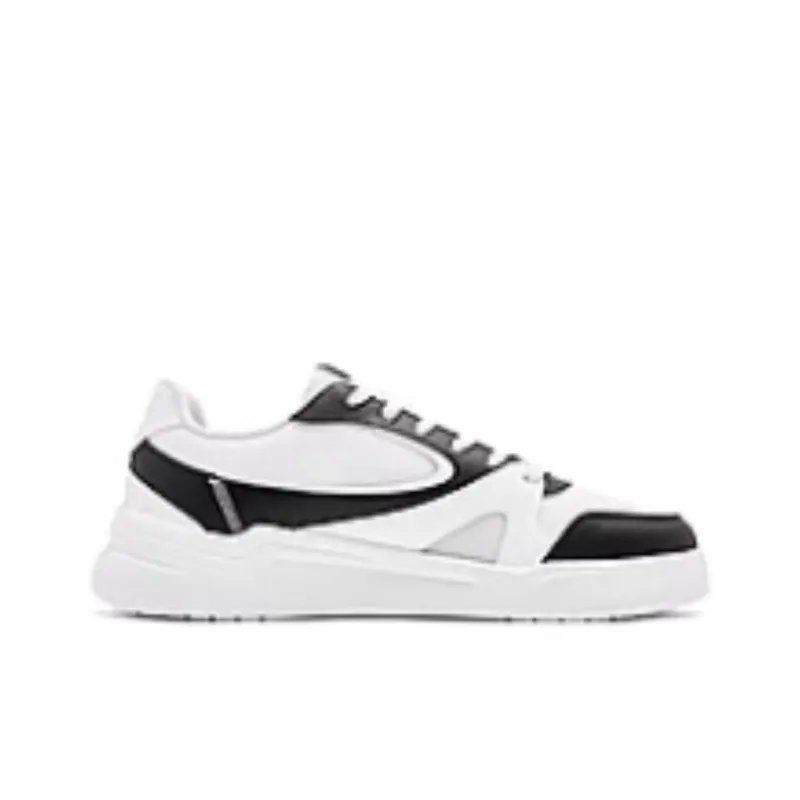 QIAODAN Slip Resistant And Breathable Low Top Skateboard Shoes Men's White Black-1