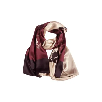 Red Bean 100% Mulberry Silk Scarves Women's