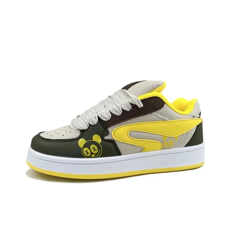 AQIUSHENG Low Top Skateboard Shoes Women's Yellow Gray Green Box-1