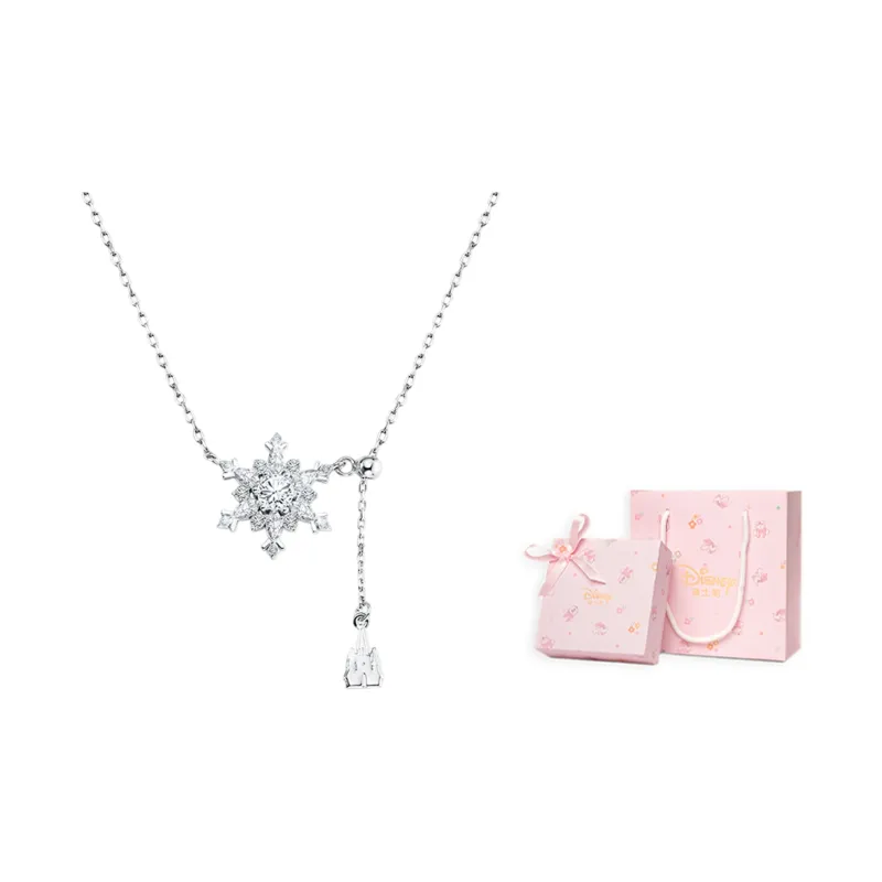 Disney S925 Silver Snowflake Necklace Women's-0