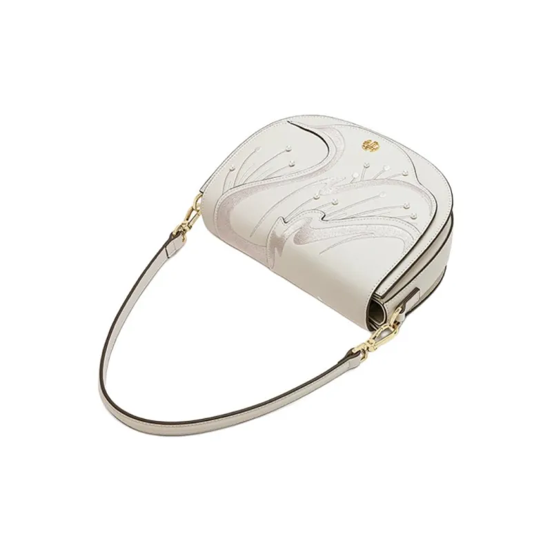 Ancient Yi Xi Cow Leather Niche Design Premium Cheongsam Crossbody Bag, Shoulder Bag Small Size Women's Elegant White-4