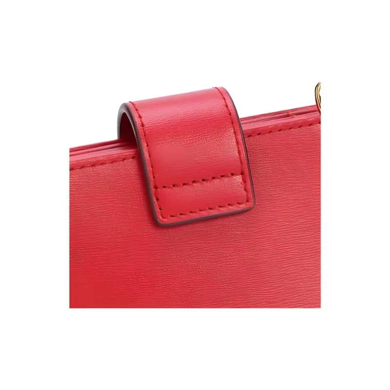MCM Leather Card Holder Mini Women's Fire Red-3