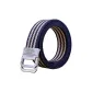 Silver-Tone Buckle Royal Blue Khaki Stripes