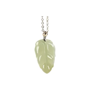 KUNYUYAO 18K Gold Inlaid Leaf Pendant Jade Pendant White Jade Unisex