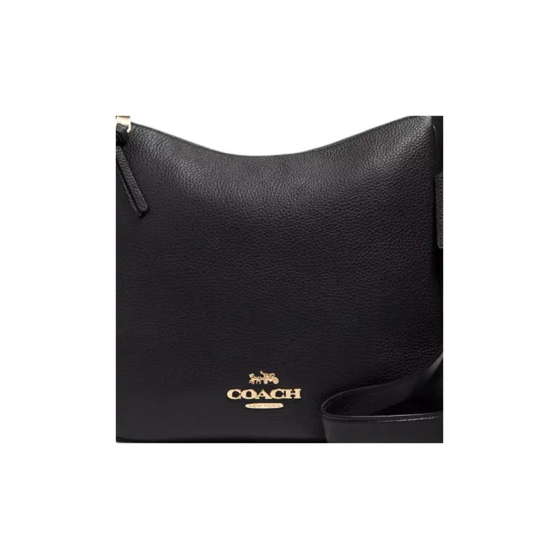COACH Ellie Refined Pebble Pattern Leather Handbag, Shoulder Bag, Crossbody Bag Medium Size Women's Black-3