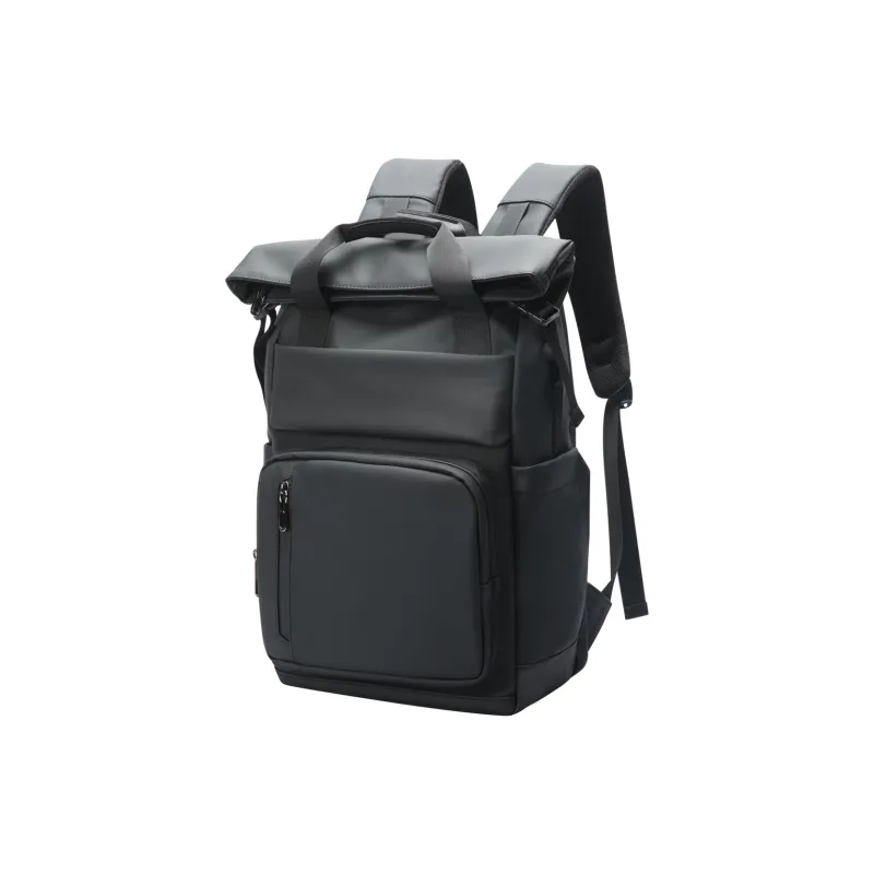 BOPAI Fabric, Synthetic Leather Backpack Unisex Black/Ideal White/Sand Lime-13