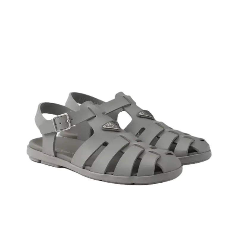 PRADA Rubber Roman Sandals Men's Gray-2
