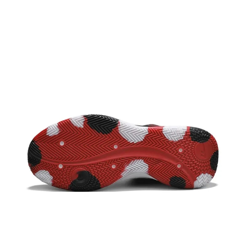 Warrior Coverage Height Increasing Lightweight Breathable Slip Resistant Low Top Basketball Shoes Men's White Black Red-3