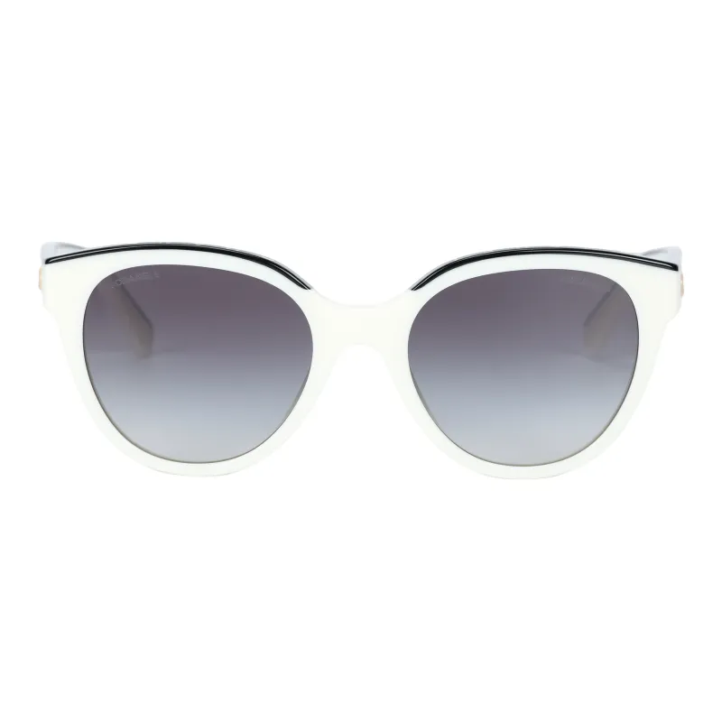CHANEL Acetate Butterfly Sunglasses Women's White-1