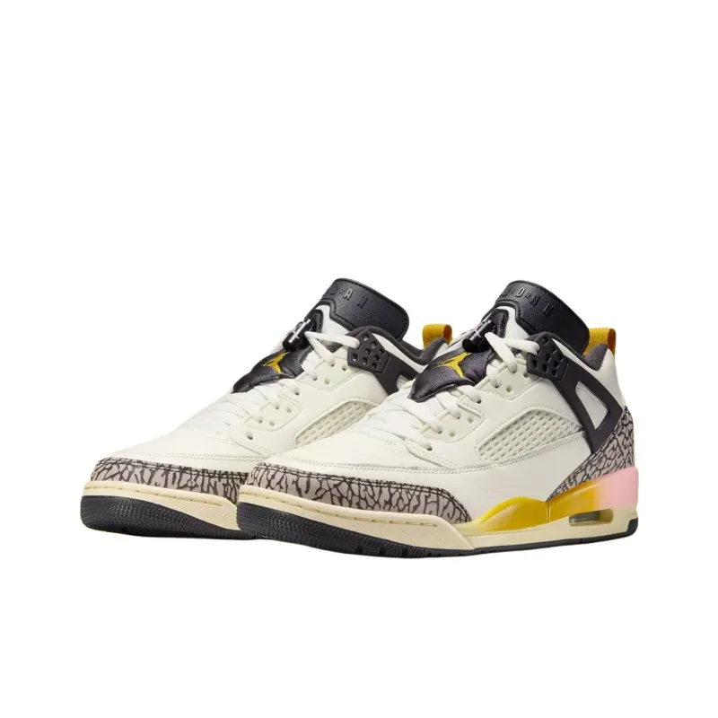 Jordan Spizike Anti Slip Wear Resistant Low Top Vintage Basketball Shoes Men's White-2