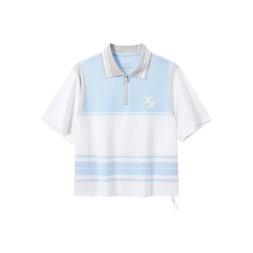 XTEP Polo Shirt Women's Clearwater Blue/Pearl White
