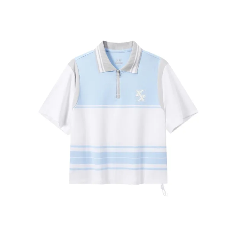 XTEP Polo Shirt Women's Clearwater Blue/Pearl White-0