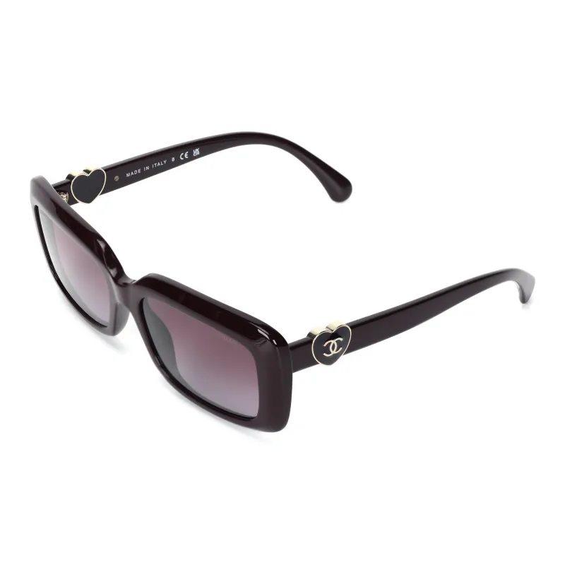 CHANEL Acetate Square Sunglasses Women's Red-0