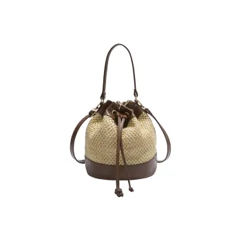 Homeboisportclub Straw Woven Handbag Regular Women's Khaki/White