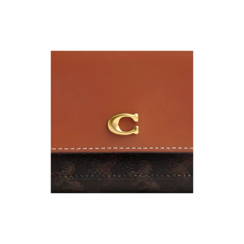 COACH Artificial Leather With Cow Leather Wallet Trumpets Unisex Black & Brown-2