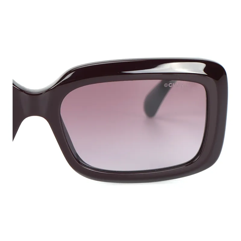 CHANEL Acetate Square Sunglasses Women's Red-2