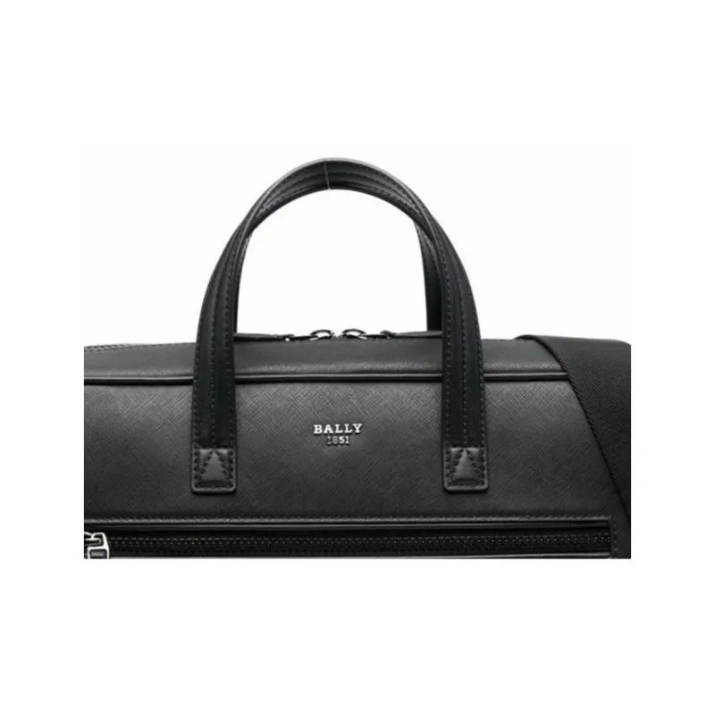 BALLY Calfskin Briefcase, Shoulder Bag, Crossbody Bag, Handbag Regular Men's Black-4