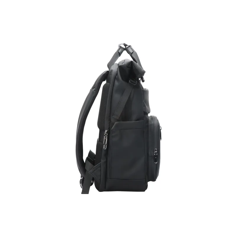 BOPAI Fabric, Synthetic Leather Backpack Unisex Black/Ideal White/Sand Lime-14