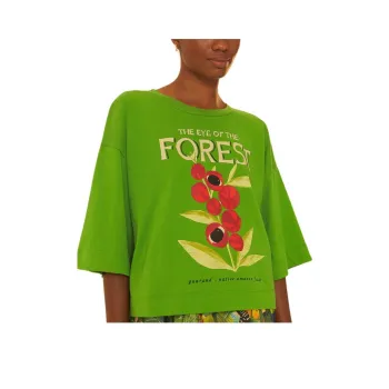 FARM RIO Logo Letter Print Crew Neck Casual Short-Sleeved T-Shirt T-Shirt Women's Green