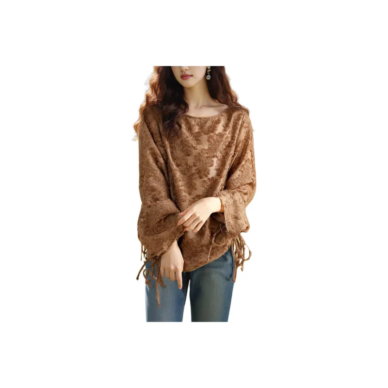 Wbwq Chiffon Shirt Women's Coffee-0