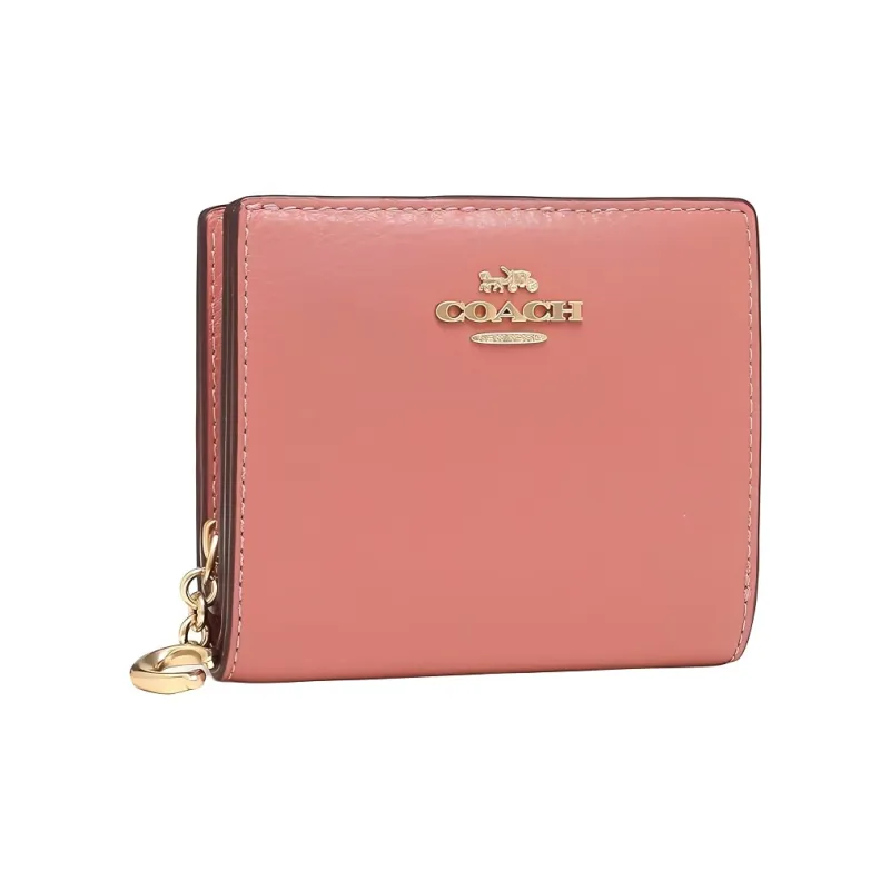 COACH Snap Wallet Leather Wallet Mini Women's Toffee Pink-2