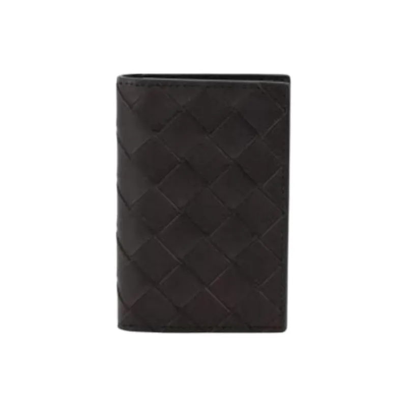 Bottega Veneta Intrecciato Cow Leather Wallet Men's Dark Brown-0
