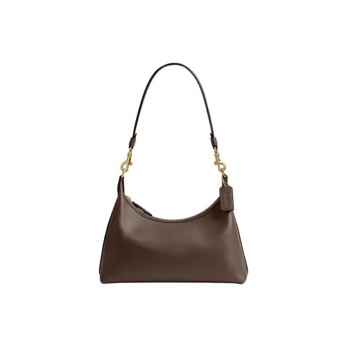 COACH Juliet Glove Tanned Leather Shoulder Bag Large Size Women's Chocolate Brown