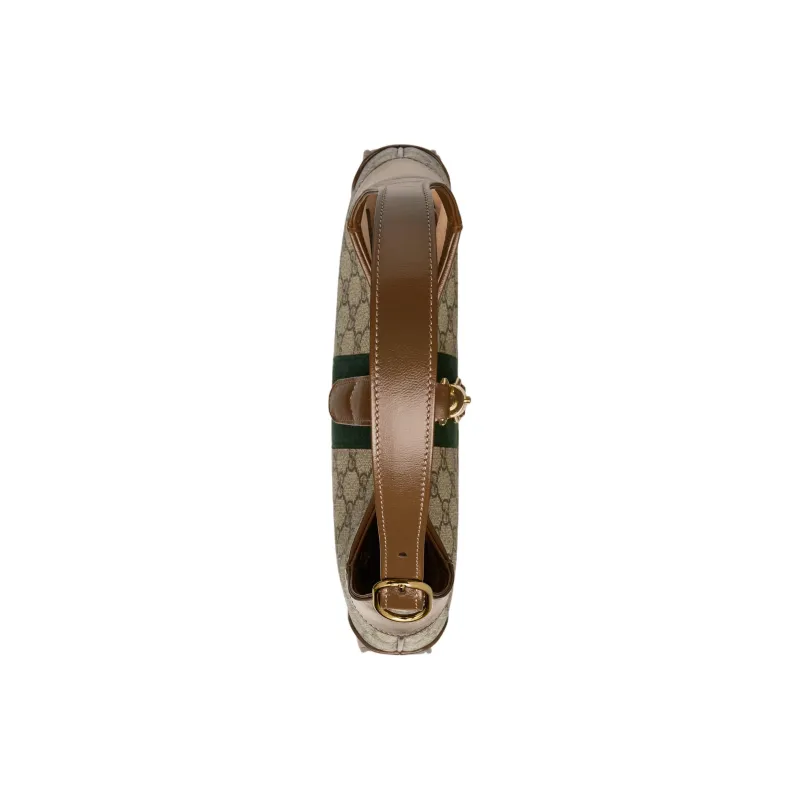 GUCCI Jackie 1961 GG Supreme With Leather Shoulder Bag Medium Size Women's Beige & Brown-5