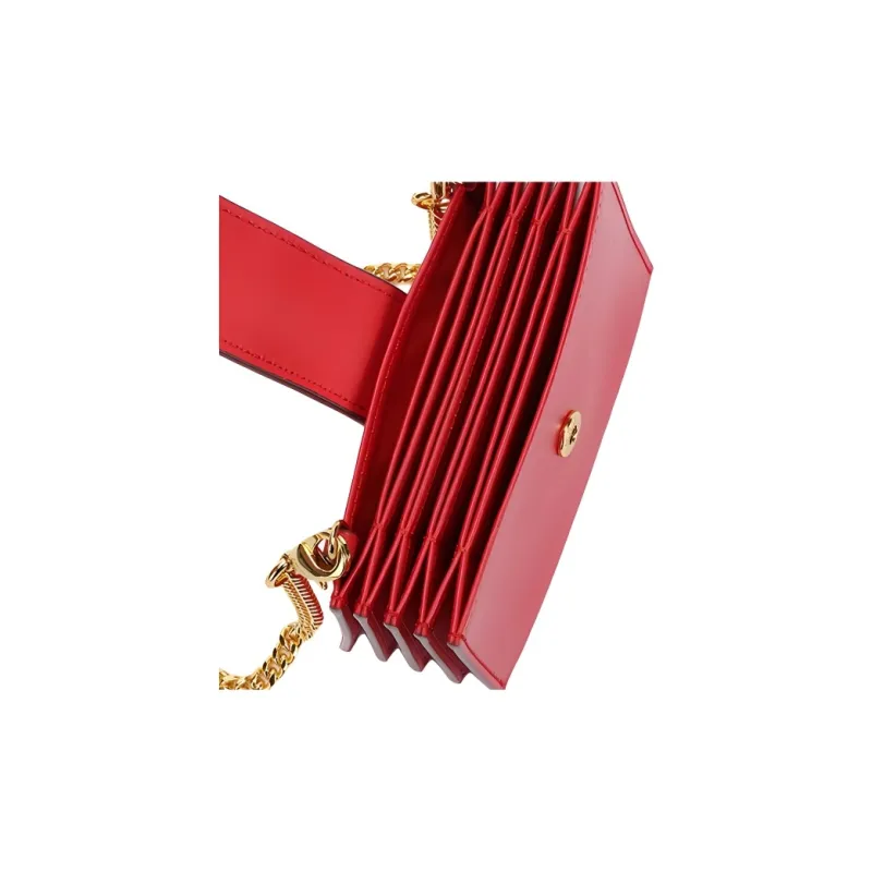 MCM Leather Card Holder Mini Women's Fire Red-4