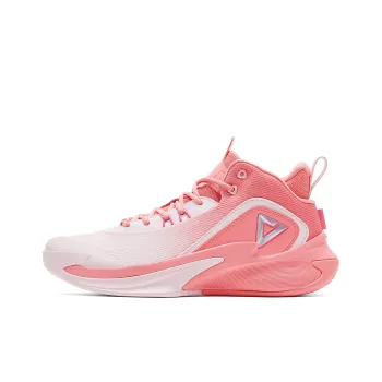 PEAK Cushioning, Slip Resistant, And Abrasion Resistant Mid Top Basketball Shoes Men's Pink Peach Red
