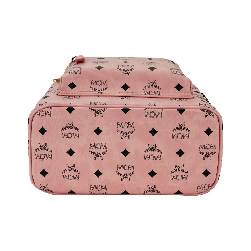 MCM Artificial Leather Backpack Small Size Unisex Peachy Pink-3