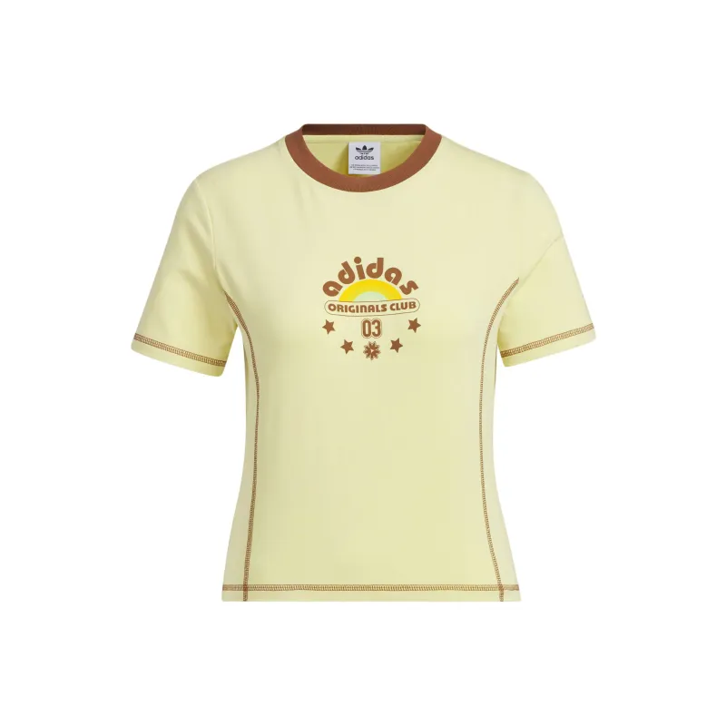 Adidas Originals RETRO Regular T Shirt Women's Powder Yellow-0