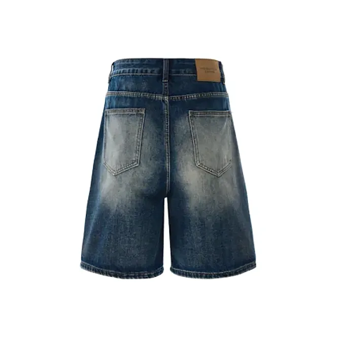 BLANC & ECLARE Mid Rise Straight Fit Slimming Wide Leg Denim Shorts Unisex-1