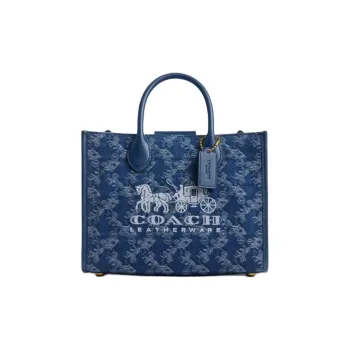 COACH Ace Fabric Tote Bag, Shopping Bag, Handbag Medium Size Women's Dark Blue
