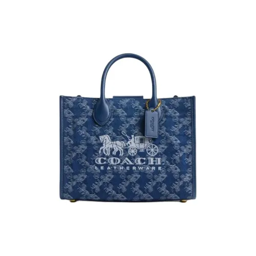 COACH Ace Fabric Tote Bag, Shopping Bag, Handbag Medium Size Women's Dark Blue