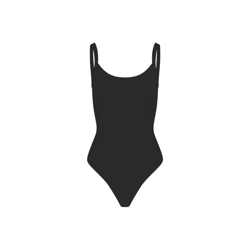 SKIMS COTTON JERSEY SCOOP NECK BODYSUIT Jumpsuit Women's SOOT/Smoke Gray-0
