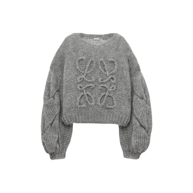 LOEWE Anagram Sweater 'Grey Melange'-0
