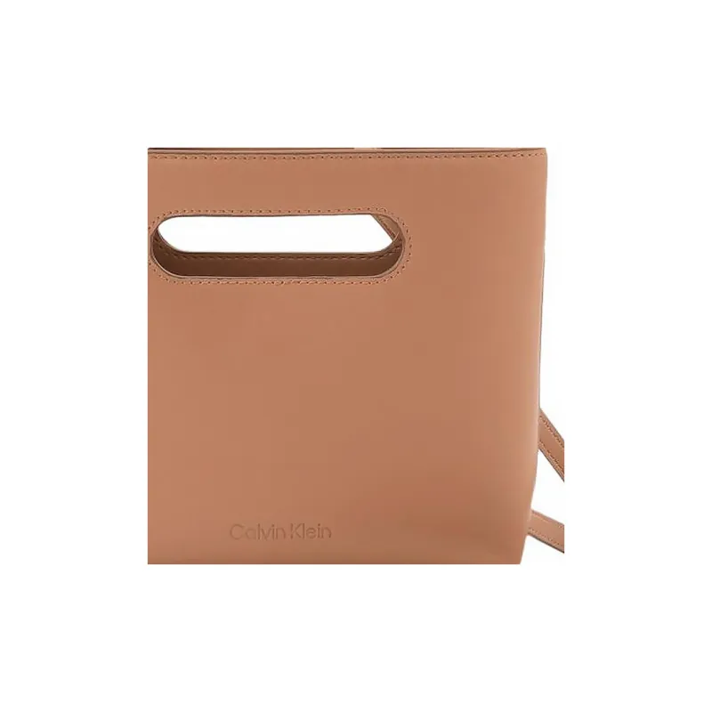 CALVIN KLEIN Synthetic Leather Crossbody One Shoulder Handbag Small Size Women's Light Brown-4
