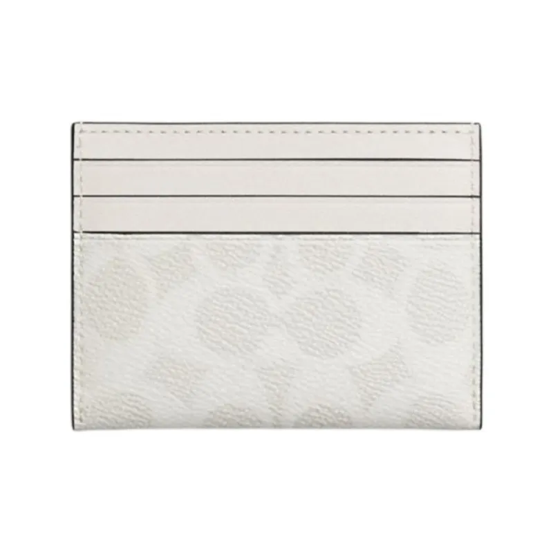 COACH Artificial Leather With Cow Leather Card Holder Mini Unisex Chalk & White-1
