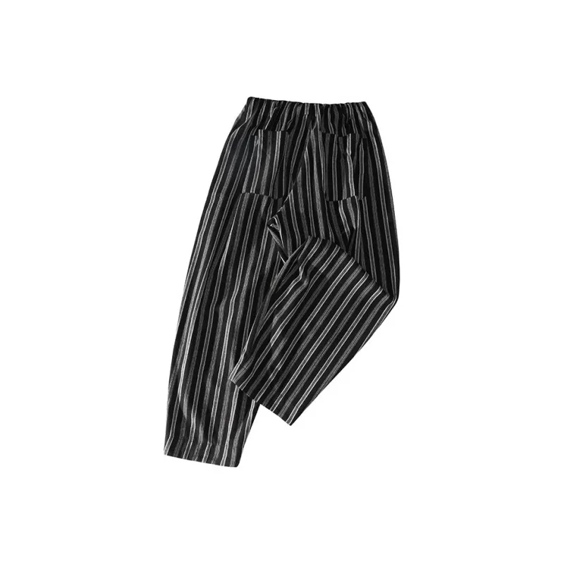 SINGLE MOMENT Suit Trouser Women's Black White Stripes-1