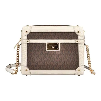 MICHAEL KORS MICHAEL KORS Handbag Collection Heodora PVC Box Bag, Shoulder Bag Women's Brown & Ecru