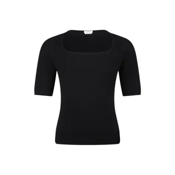 Alexander McQueen Short Sleeeved Ribbed Top