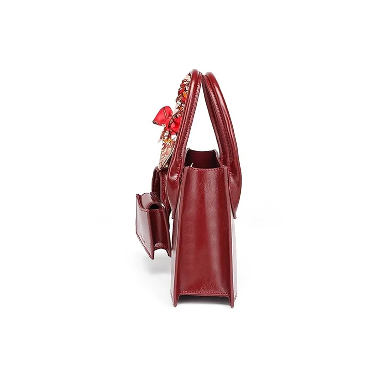 CLEVER& KETCH PU Combo Bag, Shoulder Bag, Crossbody Bag, Handbag Women's Red-2